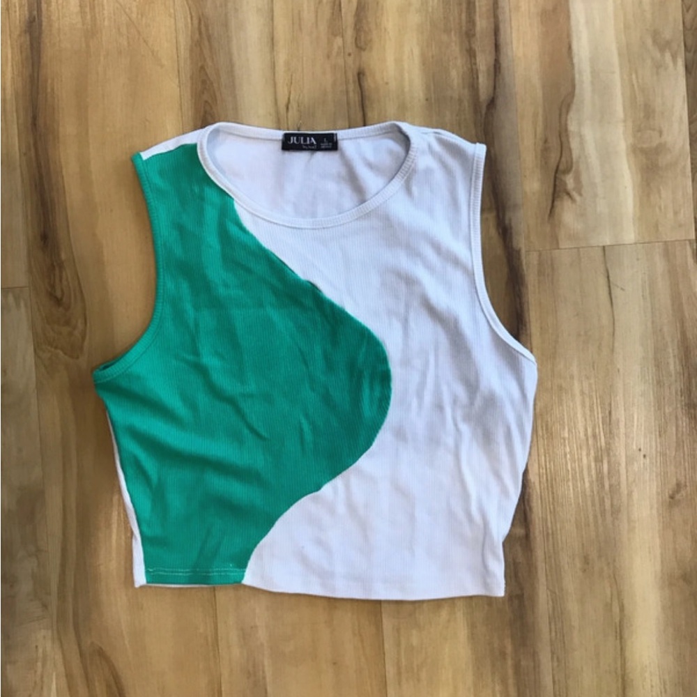 Julia Green and White Women's Crop Top